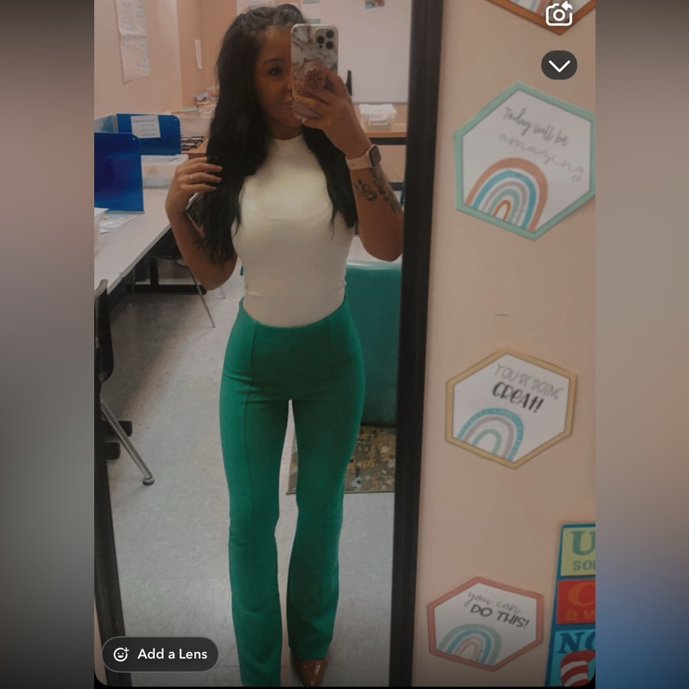 Iris Green Boot Cut Flare Pants